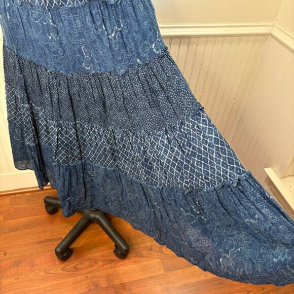 Lauren by Ralph Lauren 1X Tiered Skirt Patchwork Floral Boho Cottage Prairie - Picture 4 of 9